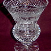Cut Glass Waffle Diamond Bands Panelled Thumbprint Floral Edge Footed Vase