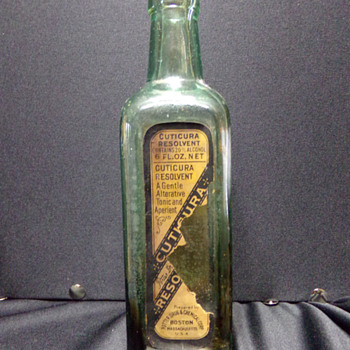 Antique Labeled Bottle: Cuticura Resolvent - Bottles