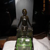 art nouveau plaster chalkware nude lamp w/ depression glass trinket box
