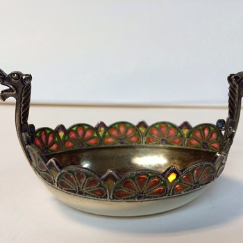 Slightly larger Viking ship, plique a jour - Sterling Silver