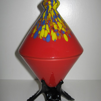 Czechoslovakia Tango Glass large Kralik Covered Dish  - Art Glass