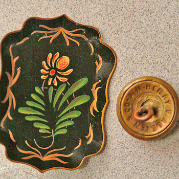 Eagle button by Henry V. Allien N.Y. and cute pin, Chinese Letter box