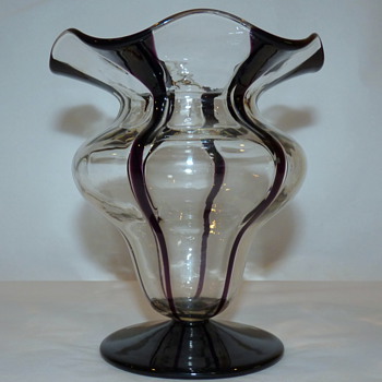 Loetz, Stripey Bauhaus vase.  I am thinking Hans Bolek.. Schwartzvioletten  - Art Glass