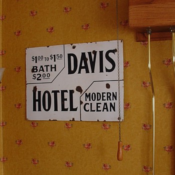 Early 1900's Porcelain Sign...Two Colors...Davis Hotel - Signs