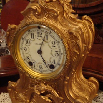 Rare Seth Thomas 1870s Gilded Rococo Mantle Clock - Clocks