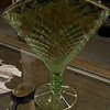 Vasoline Glass Fan Vase with Gold Gilding