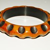 Vintage Deco Carved Bakelite Resin Washed Spots Bangle