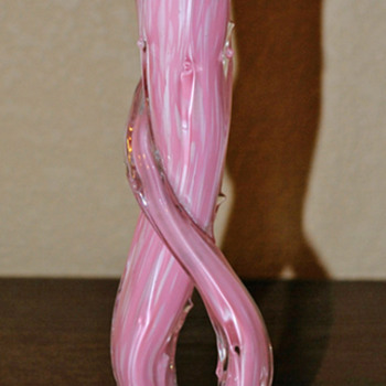 Pink and White Kralik Thorn Vase - Art Glass