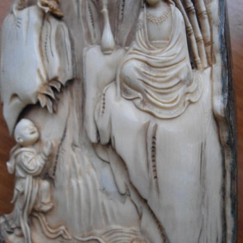 Old Carved Mammoth Ivory 9 "x4 " - Asian
