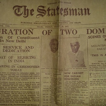 Indian independence Day rare and original newspaper complete pages - Paper