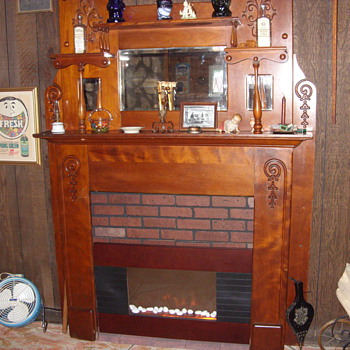 walnut victorian fireplace mantle