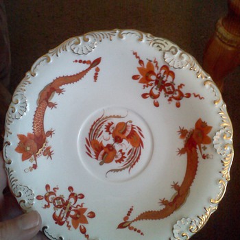 ANTIQUE MEISSEN RED DRAGON SAUCER