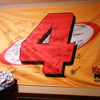 Morgan Mclure #4 Kodak Chevrolet Nascar autographed team Flag