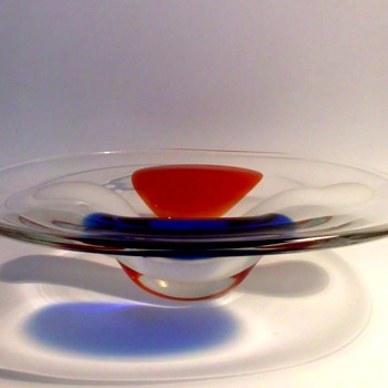 Erik Höglund Tricolor Bowl made in Chribska - Art Glass