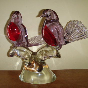 Signed Livio Seguso Murano Glass Love birds sculpture - Art Glass