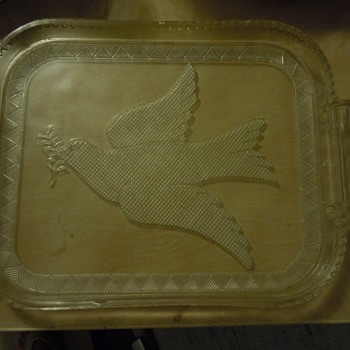 Pressed glass peace dove tray - Glassware
