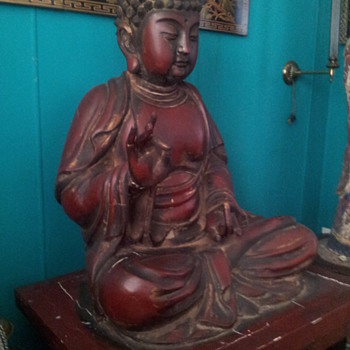 Chinese Wood Carved Buddha - Asian