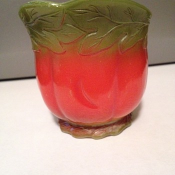 Green and Orange Milk Glass Creamer