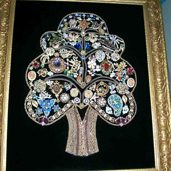 Tree of life made of vintage Jewelry 22 x 24  - Costume Jewelry