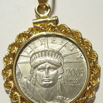 2005 $10 Eagle Platinum Liberty Coin in Bezel - US Coins