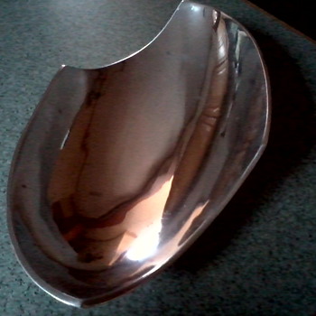 Glass, Ceramic, Metal ?? / Modern Art /Chrome Centerpiece Bowl