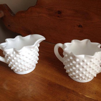 milk glass creamer sugar set - Glassware