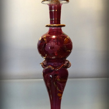 Victorian Carved Glass Gold Gilt Perfume Bottle - Bottles