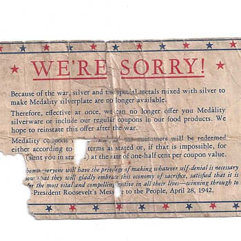 "WE'RE SORRY" April 28,1942
