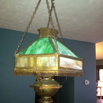 Slag Glass Chandelier