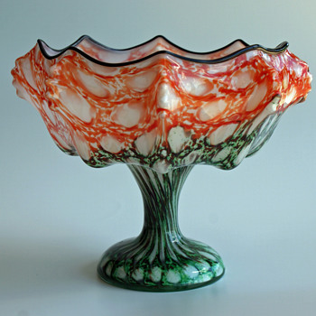 Welz Knuckle vase/bowl with Honeycomb decor - Art Glass