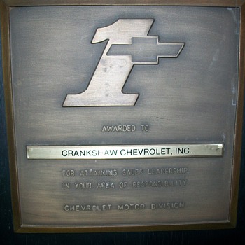 Chevrolet dealer award - Classic Cars