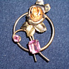 Art Deco Rose Brooch with Garnets or Amethysts late 20's or early 30's