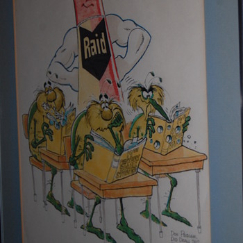 Original one of a kind Raid bug drawing by Don Pegler - Advertising