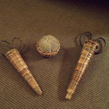 Native American sewing accessories to go with sewing basket. - Native American