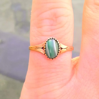 Agate/malachite? 10k yellow gold ring - Fine Jewelry