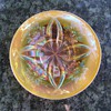 Dugan Four Flowers Peach Opalescent Small Plate