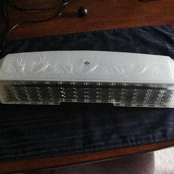  vintage frosted art deco bathroom light shade with leaping fish pattern
