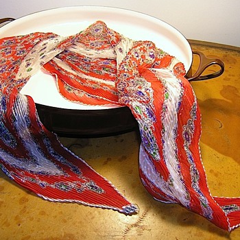 Vintage Pleated Silk Scarf