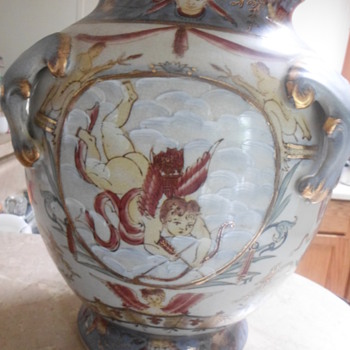 Antique hand-painted cupid vase!!! - Pottery