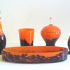 CZECH GLASS; RUCKL TOILET/VANITY SET.