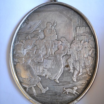 Teniers Kemesse Flamande Engraved Silver  Pendant - Fine Jewelry