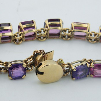 Vintage Art Deco Natural Purple Sapphire 14k Bracelet  - Fine Jewelry
