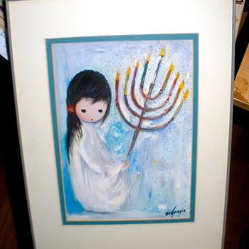 Happy Hanukkah! "Festival Of Lights" by Ettore "Ted" DeGrazia Original 1976 Print - Visual Art
