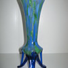 Czechoslovakia Cobalt Strutted Vase Mottled glass with green aventurine 1920's 30's