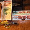 Heddon Spook ,Go-deeper River-Runt with a pristine vest catalog and Bass box. circa 47/48 brilliant piece