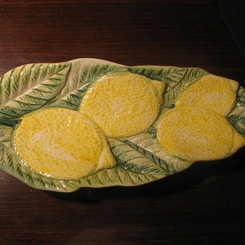 Leaf Dish with Lemons - Art Pottery