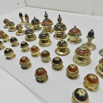 Antique Chess Set - STERLING SILVER & Wood - Origins?