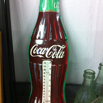 Coca Cola thermometers,near perfect fishtail sign.