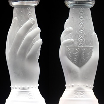 Frosted Crystal 'Hand Stem' cake stand by Hobbs, Brockunier & Co. c1879 - Glassware