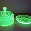Vaseline Glass "Bubble" Dish with Cover